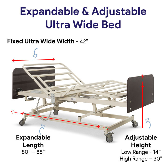 Medacure Super Low Full Electric Adjustable Hospital Bed, Fixed 42